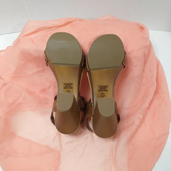 New Soda Womens 7.5 Open Toe  Block Heel Platform Sandal Ankle Strap Brown - Picture 11 of 12